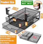 Cedilis Under Desk Drawer Organizer Slide Out, 2-Tier Metal Under Table Storage Drawers Clamp On for Home Office, Black, No Drilling - Image 2