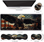 Ergonomic Keyboard Wrist Rest & Mouse Pad Wrist Rest Set,Large XXL Gaming Desk Mat 31.5"x 11.8",Non-Slip Base, Memory Foam,Easy Typing Pain Relief for Office & Home,Patriotic American Flag Bald Eagle - Image 2