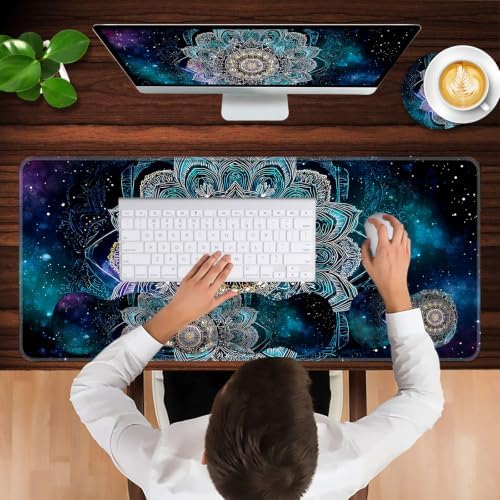 Keyboard Wrist Rest and Mouse Pad with Wrist Support Set Ergonomic Coaster,Memory Foam,Easy Typing Pain Relief,Large XL Desk Mat 31.5"x 11.8",Mandala in Galaxy - Image 4