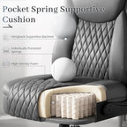 GTPOFFICE Executive Office Chair with Comfortable Lumbar Support, Ergonomic Gaming Chair with Flip-up Armrests & Zoned Pressure-Relief Cushion, Comfy PU Leather Desk Chair, Grey - Image 5