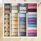 SpaceAid Bamboo Dresser Drawer Dividers 6 Pack, 4.65“ High Adjustable 12.5“-17” Drawer Organizers, Expandable Organization for Clothing, Clothes, Dressers, Gray - Image 4