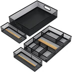 Neudeco Desk Drawer Organizer, 4 Pack Metal Mesh, Black by Neudeco