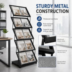Foldable Magazine Display Rack Floor Standing 5 Pockets Brochure Stand Catalog Literature Holder with Wheels, Metal Newspaper Catalog Holders for Office Store Exhibition and Events - Image 6