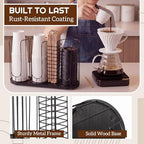 Geelin 18oz Adjustable Coffee Cup Dispenser with Wooden Base, Cup and Lid Holder, Cups Holder Organizer for Coffee Pod Straw and Lid Storage(4-compartment Single,Color 7) - Image 5