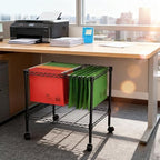 Finnhomy Premium 1-Tier Metal Rolling File Cart for Letter Size and Legal Size Folder, Black - Image 7