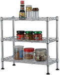 3 Tier Storage Racks Shelving, Heavy Steel Pantry Shelves, Adjustable Wire Shelving Rack, Suitable for Garage, Kitchen, Bathroom, Office, 18" W x 8" D x 18" H, Chrome by Unknown