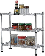 3 Tier Storage Racks Shelving, Heavy Steel Pantry Shelves, Adjustable Wire Shelving Rack, Suitable for Garage, Kitchen, Bathroom, Office, 18" W x 8" D x 18" H, Chrome by Unknown