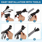MECCANIXITY 1 1/2" 10ft Split Wire Loom Tubing w/Installation Tool Black - Image 4