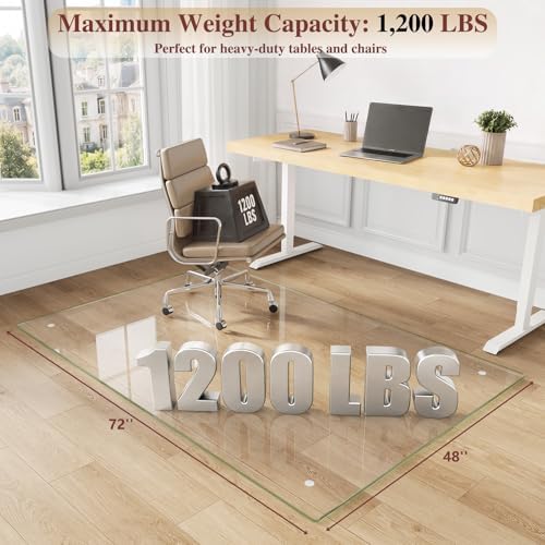 Tempered Glass Chair Mat for Carpet, 48"x72" Clear Floor Mat - Image 2