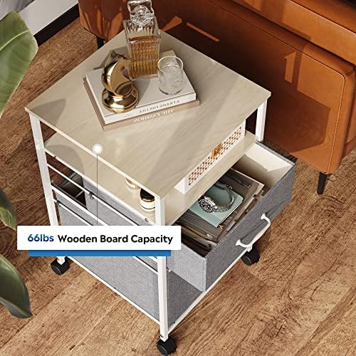 DEVAISE 2 Drawer Mobile File Cabinet, Fabric Vertical Filing Cabinet - Image 4