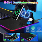 RGB Gaming Mouse Pad with Magnetic Wireless Charging & Foldable Phone Stand - Image 2