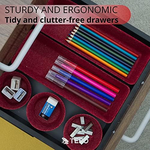 Teeo - Drawer Organizers - Office Supply Organizer - Desktop Drawers - Organizing Containers - Jewelry Tray Makeup Storage Home Dividers Compartment Desk Caddy Cosmetic Bins - Pack of 9, Burgundy - Image 5