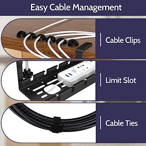 Shikha 2 Pack Cable Management Under Desk, 15.7"-31" Retractable Cable Management Tray, No Drilling Cord Organizer with Clamp for Desk, Under Table Wire Management Tray for Home Office - Image 6