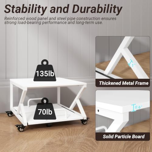 Natwind 2 Tier Printer Stand,23.6''x23.6'',with Pull Out Shelf,White - Image 5
