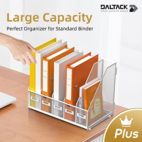 DALTACK 5-Slot Magazine File Holder, Metal Binder Holder, White - Image 2