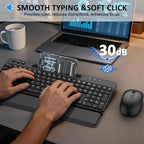 Wireless Keyboard and Mouse Combo,Soft Wrist Rest,Phone Holder(Black) - Image 5