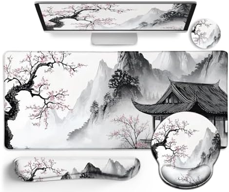 LIMKRIAN Japanese Ergonomic Mouse Pad Set, Large Desk Matt for Desktop by LIMKRIAN