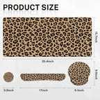 Arttown Keyboard Mouse Pad Set, 4 in 1 Desk Mat Set Leopard Cheetah - Image 2