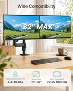 PEGZONE Dual Monitor Stand for 17-32 Inch Screens, Gas Spring Arms - Image 2