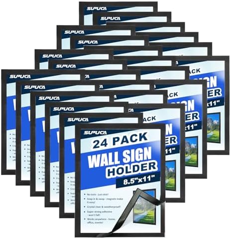Magnetic Sign Holder & Picture Frame 8.5 x 11, 24 Pack by Supuca