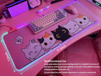 JMIYAV Pink Kawaii Cat RGB Gaming Mouse Pad 31.5x12 Inch PC XL Large Extended Glowing Led Light Up Cool Mouse pad Desk Pad Non-Slip Rubber Computer Mouse Mat Cute Mousepad 31.5x12 Inch - Image 5