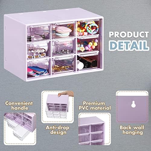 Amyhill 6 Pcs Mini Drawer Organizer Small Organizer with 9 Drawers Plastic Desktop Craft Storage Box for Office Home Room Jewelry Cosmetics Collection(Purple) - Image 3