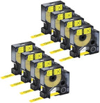 NineLeaf 8 Pack Compatible Labels Tape Replacement for Dymo 18056 1/2 inch Black on Yellow Heat Shrink Tube Labels 12mm x 1.5m for Wires and Cables Use in Rhino 4200 5200 5000 6000 3M Label Maker by NineLeaf