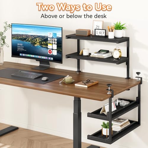 IBUYKE Clamp on Desk Shelf, 22.8” Large Desk Extender Shelves UTMZ010B - Image 3