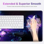 Large Mouse Pad with Wrist Support 4in1 Set, XXL Game Mousepad + Keyboard Wrist Rest+Mouse Wrist Rest+Coaster with Ergonomic Design Gaming Mat for Home Office Table Computer I Purple Butterfly - Image 3