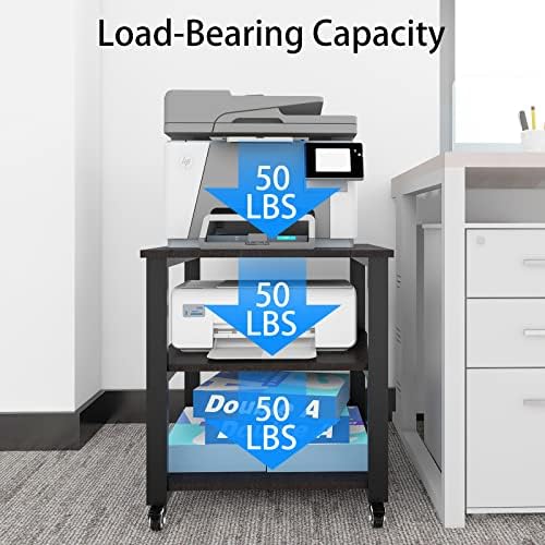 Natwind 3 Tier Laser Printer Stand,20''x20'' Side Table for Printer, Black - Image 2
