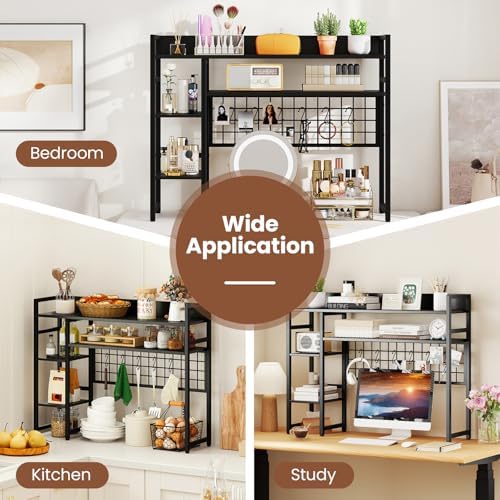 DREAMADE 4-Tier 37" Desk Hutch, Desk Shelf, Black - Image 4