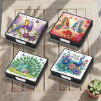 Diamond Art Painting Note Box, 4pcs Animal Flowers PU Gem Art Storage Container with 640 Sheets, Relaxing DIY Craft Kit for Home Office Organization Birthday Anniversary - Image 3