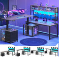SEDETA L Shaped Electric Standing Gaming Desk with 3 Drawer,LED Light by SEDETA