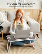 ZEAPTAC Foldable Lap Desk, Bed Desk, Bed Table & Laptop Stand w/Cup Holder - Image 4
