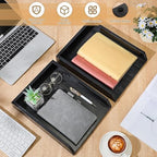 DoubleFill 2 Pcs Wooden Letter Tray 2 Tier Letter-Size Desk Tray, Black - Image 4