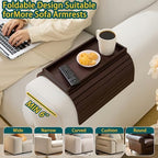 Bamboo Couch Arm Tray Table，Foldable Sofa Armrest Tray Table for Couch，Flexible and Anti-Slip Couch Arm Cup Holder，Portable Sofa Arm Chair Table for Drink,Cups, Eats，Snacks, Phone, Remote - Image 4