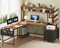 63" L Shaped Desk with Bookshelf, Drawers and Hutch for Home Office by YomiluveDesign
