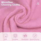LIVOS Microfiber Cleaning Cloth Roll - 80 Pack, Reusable Paper Towels Pink Tear Away, Microfiber Towels for Cars, Super Absorbent Lint Free Cleaning Rags for House, Kitchen, Window-11.5"x11.5" - Image 3