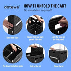 Folding Utility Cart Black Portable Rolling Crate Handcart Foldable Shopping Trolley Collapsible, with Lid, on Wheels, for Grocery, Garden, Office, Storage, Teacher, Tool (Black) - Image 5