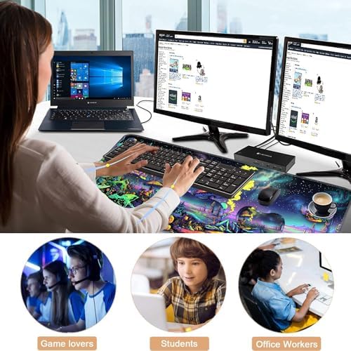 Keyboard Wrist Rest and Mouse Pad with Wrist Support Set Ergonomic Coaster,Memory Foam,Easy Typing Pain Relief,Large XL Desk Mat 31.5"x 11.8",Alien by Psychedelic Mushroom - Image 7