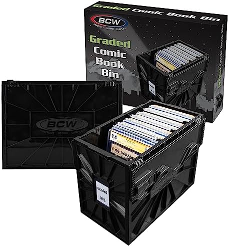 BCW Graded Comic Book Bins with Partitions, Holds 30 Slabs, Black, 2 Pack by BCW