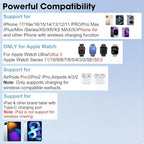 6 in 1 Wireless Charger for Apple Multiple Devices, Charging Station with Clock &7 Color Ambient Light, Foldable Rotate Stand for iPad, for iPhone17/16/15, Support for Apple Watch11/10 For AirPods4 - Image 2