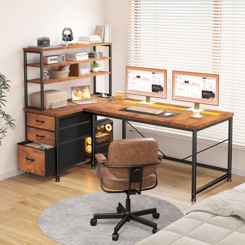 DurayLoly 55"Computer Desk with 3 Drawers & Shelf for Bedroom & Home Office - Image 2