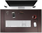 SumacLife Executive Modern Large Matte Coffee Brown Leather Laptop Mat Office Desk Pad 34" x 20" with Lifting Side Rails for Blotter Paper by SumacLife