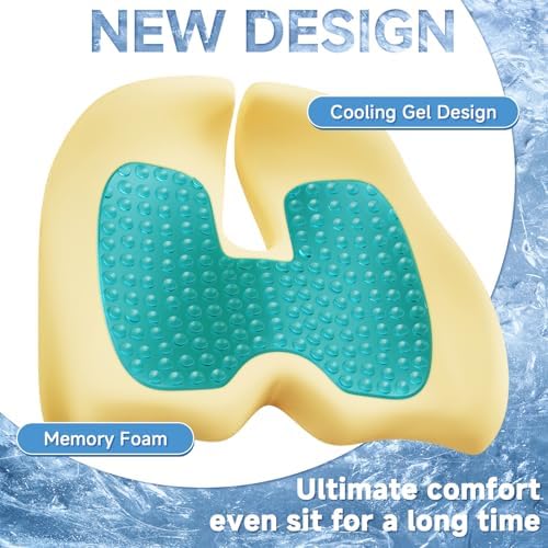 Benazcap Large Cooling Gel Memory Foam Seat Cushion for Long Sitting - Image 2