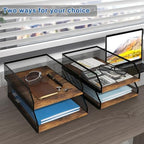 Natwind 2-Tier Stackable Metal Mesh Paper Organizer with Sliding Tray,Retro - Image 6