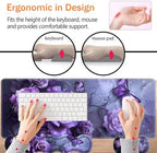 Large XXL Gaming Desk Mat 31.5"x 11.8", Ergonomic Keyboard Wrist Rest & Mouse Pad Wrist Rest + Coaster Set, Non-Slip Base, Memory Foam, Office and Home, Purple Rose - Image 3