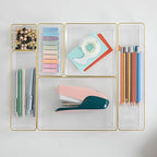 Martha Stewart Kerry Stackable Desk Drawer Organizers, Clear/Gold, 6-Pack - Image 2