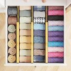 SpaceAid Bamboo Dresser Drawer Dividers 6 Pack, 4.65“ High Adjustable 12.5“-17” Drawer Organizers, Expandable Organization for Clothing, Clothes, Dressers, Natural - Image 4