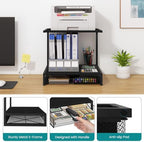 ELITEROO 2-Tier Printer Shelf with Drawers, Wooden Desk Shelf for Printer - Image 6
